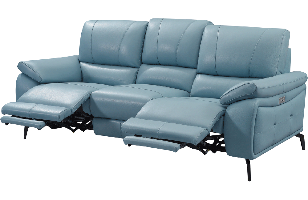 2934 Blue Sofa Set with electric recliners
