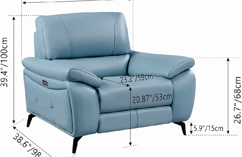 2934 Blue Chair with electric recliners