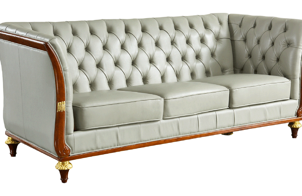 401 Grey Leather Sofa