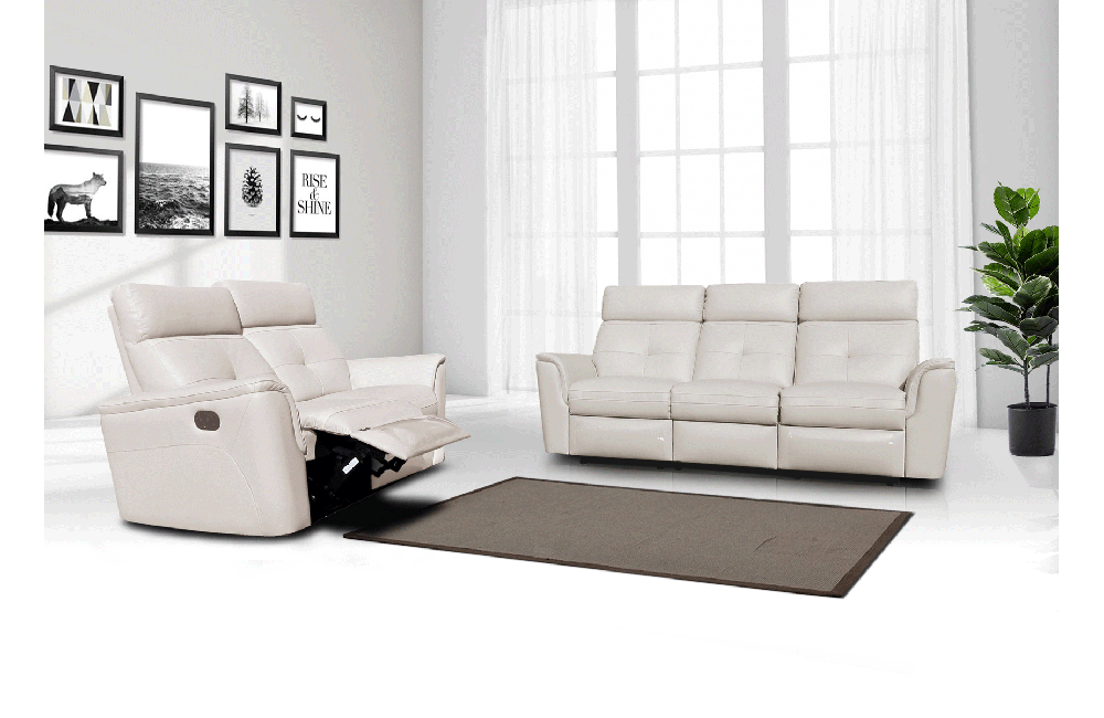8501 White w/Manual Recliners Loveseat