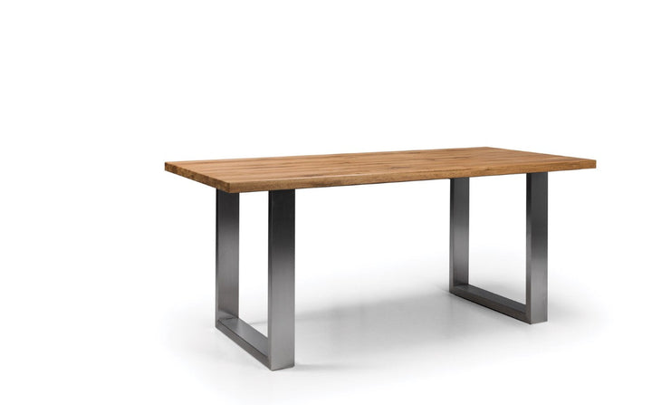 Solid wood Dining Table NEREUS with stainless steel legs