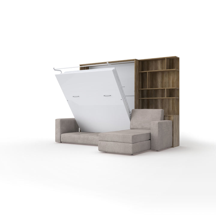 Murphy Bed European Queen size with a Sectional Sofa and a Bookcase, INVENTO. Sale