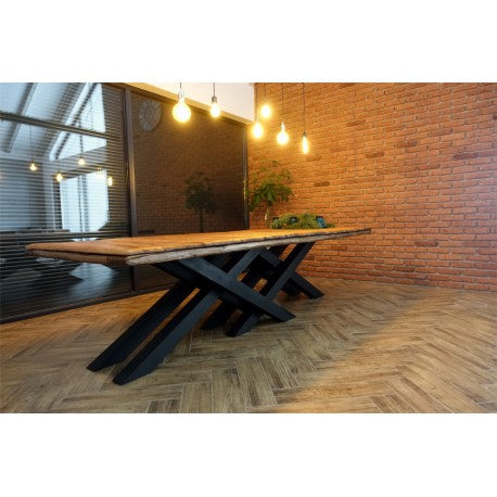 Oak Wood Dining Table KAI  with metal legs