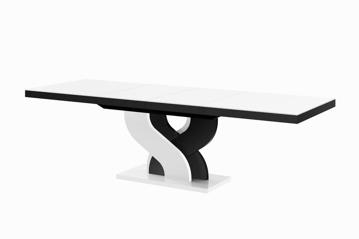 Modern glossy Dining Table BELLA with 2 self-starting leaves