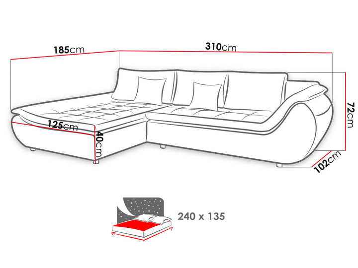 Sectional Sleeper Sofa INGRID with storage
